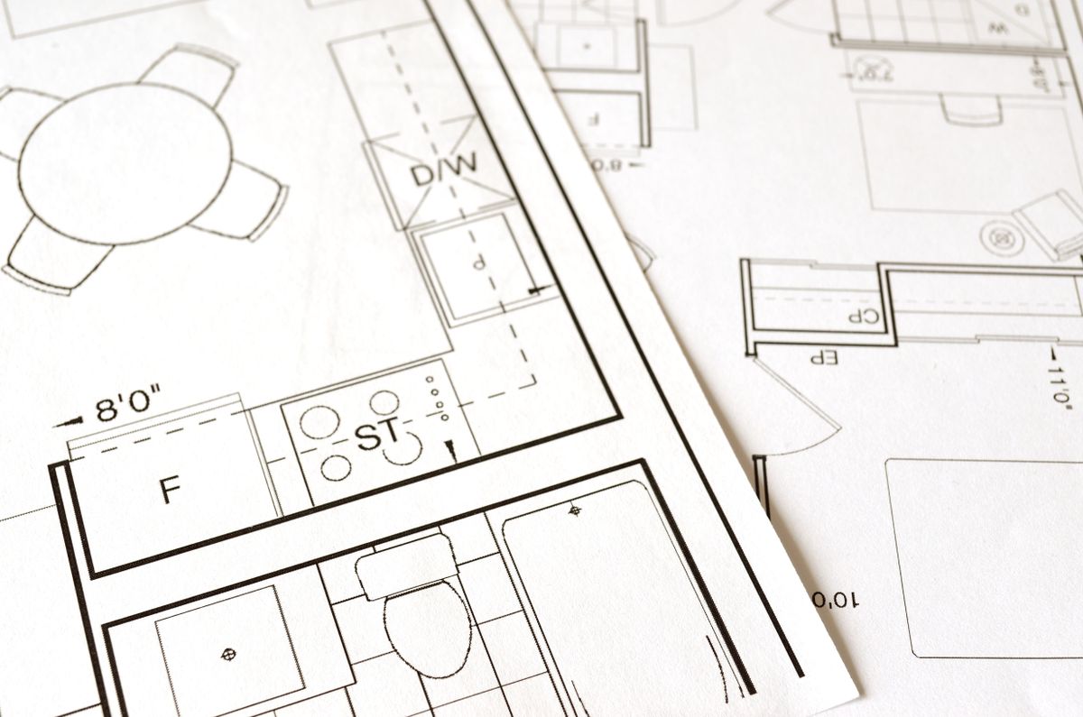 Detailansicht eines architektonischen Grundrisses mit Maßangaben